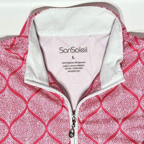 SanSoleil SolTek UPF 50 Cooling 3/4 Zip Golf Shirt Raspberry Pink Women Size L - Picture 7 of 13